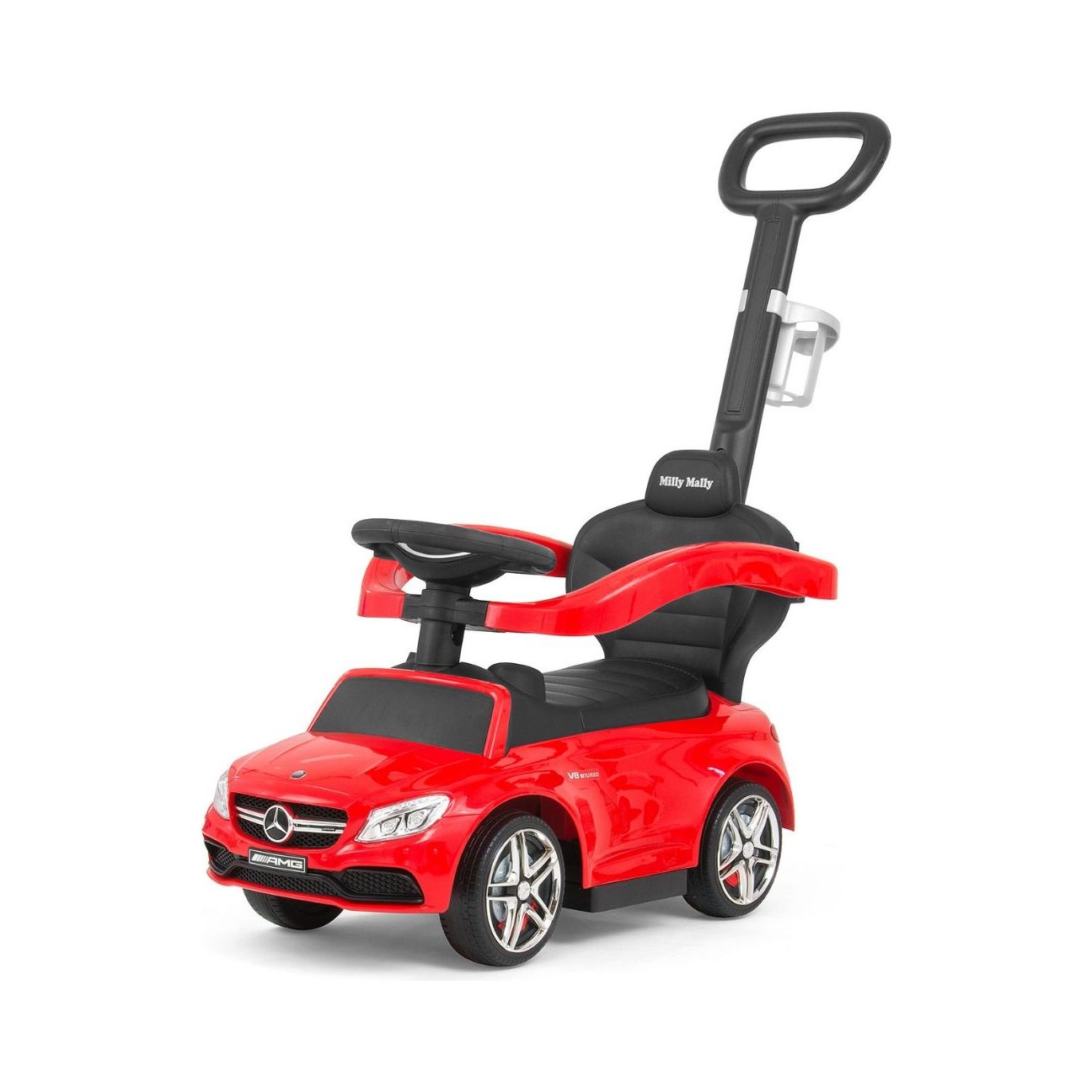 Milly Mally MERCEDES-AMG C63 Ride On Car With Handle - Red