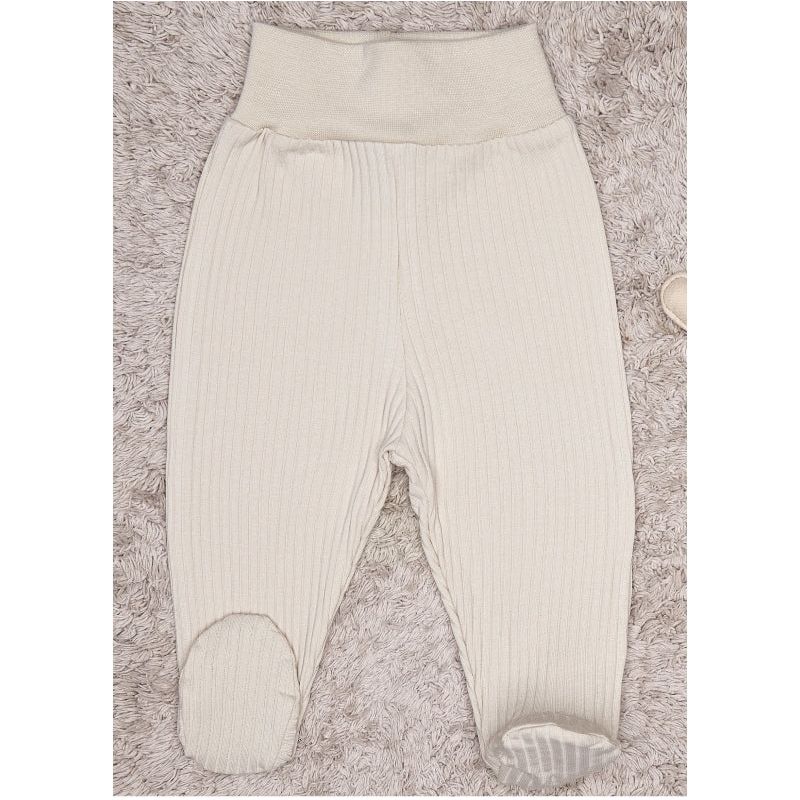 Lilly Bean Ribbed Cotton Trousers With Feet - Sand