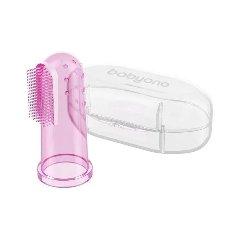 Babyono Silicone Finger Baby Toothbrush - Pink