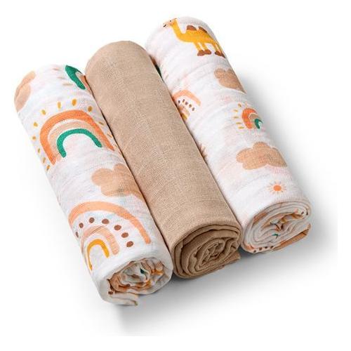 Babyono Bamboe Mousseline Luiers 3 stuks - 4 Kleuren