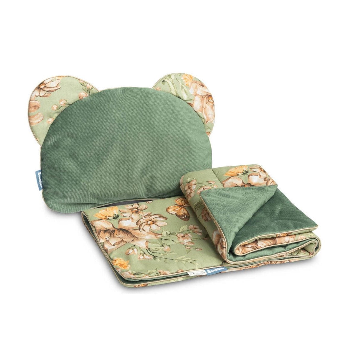 Sensillo Velvet Pram Set - Green Flowers