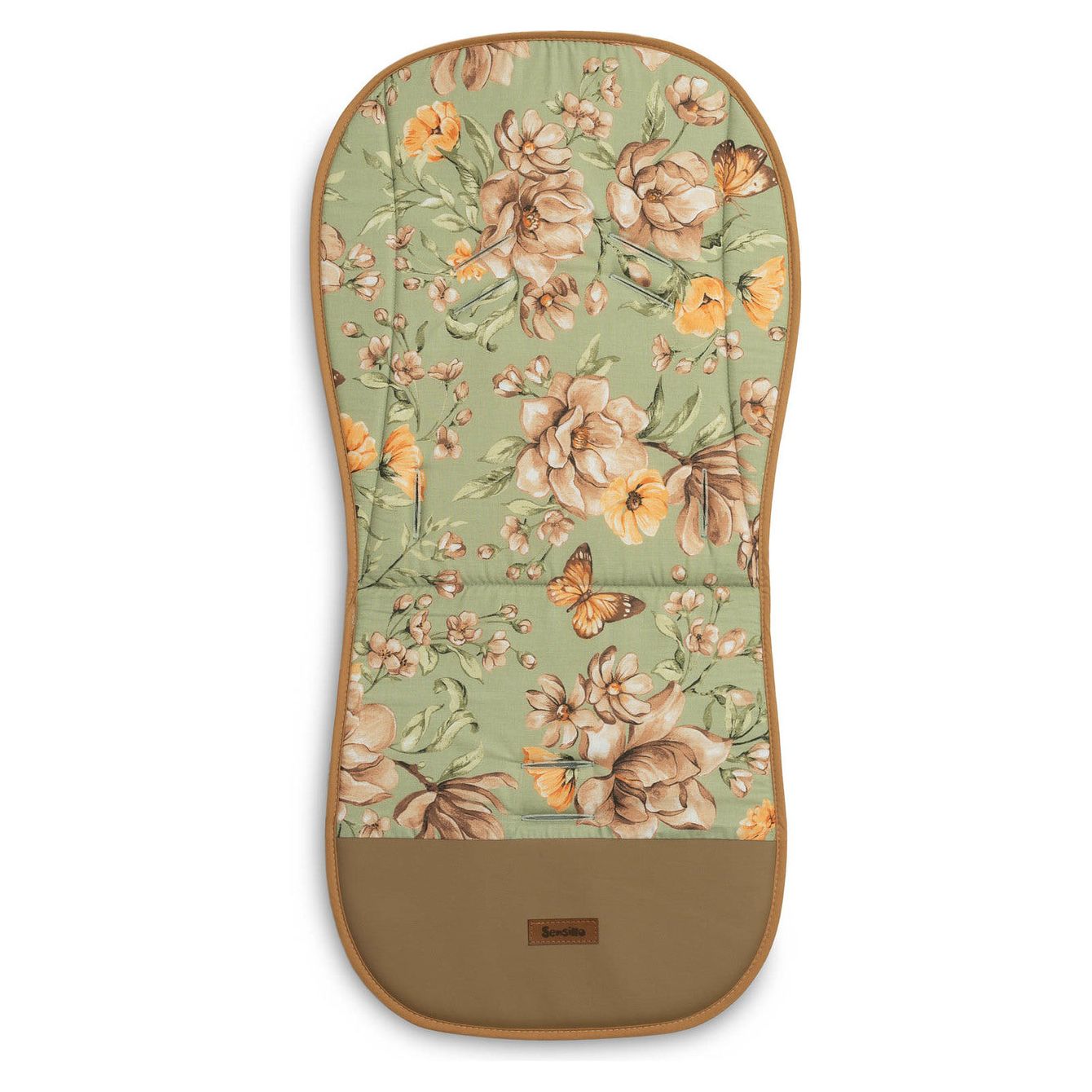 Sensillo Velvet Romantic Stroller Liner - Green Flowers