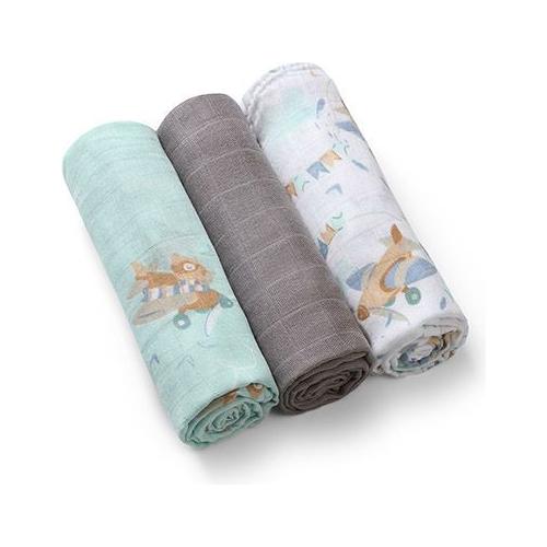 Babyono Bamboo Muslin Squares 3-Pack - Grey