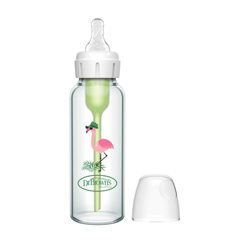 Dr. Brown.s 250 ml Glass Narrow-Neck Anti-colic Options+ Bottle 0m+ with Design