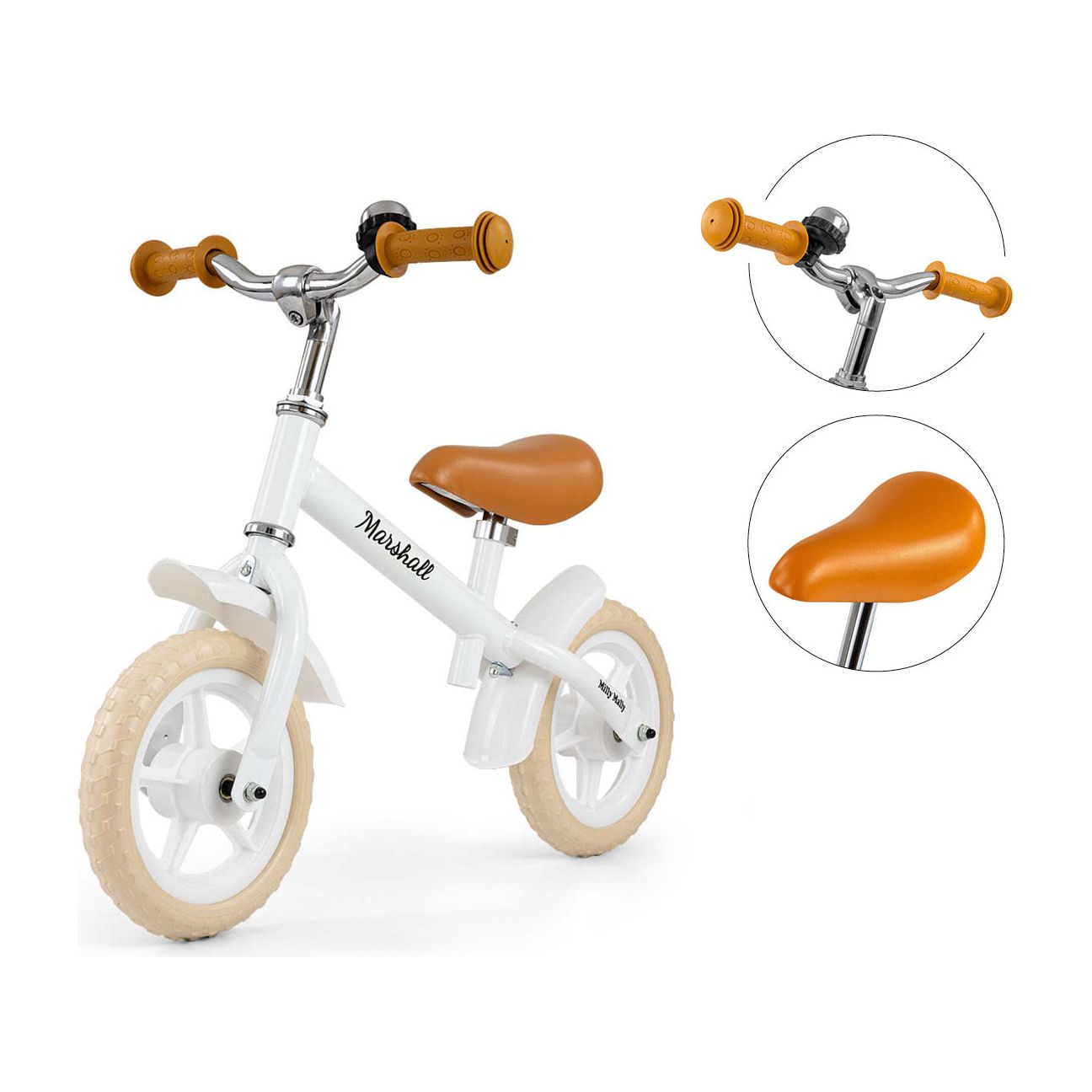 Milly Mally Balance Bike Marshall (Foam Wheels) - White