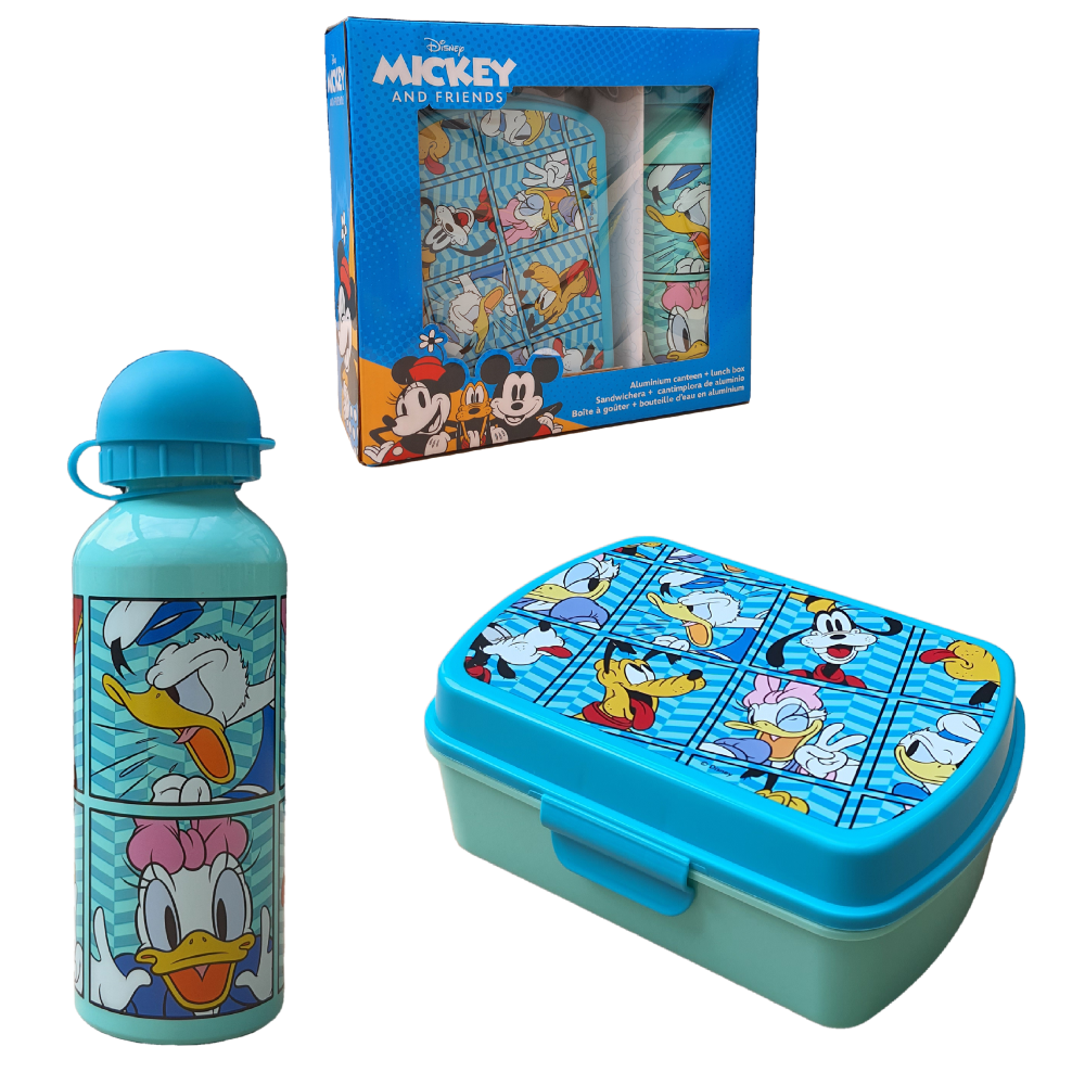 License Aluminum Set Water Bottle + Lunchbox Mickey Mouse