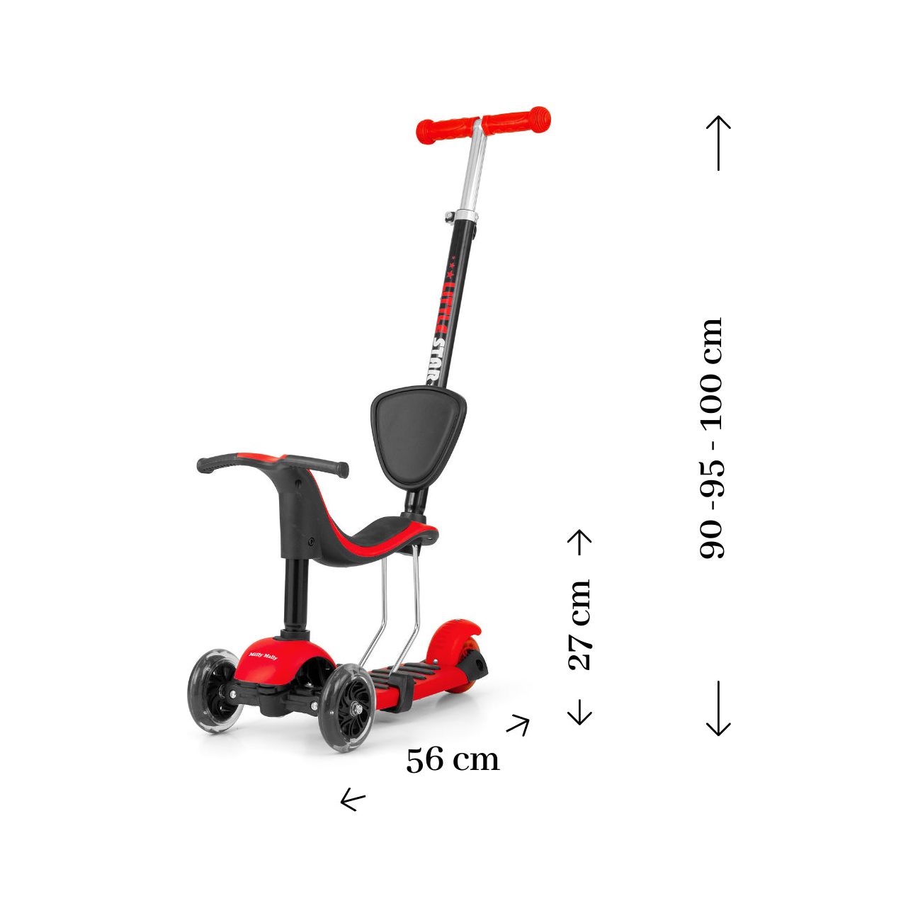 Milly Mally 3in1 Scooter - Little Star - Red