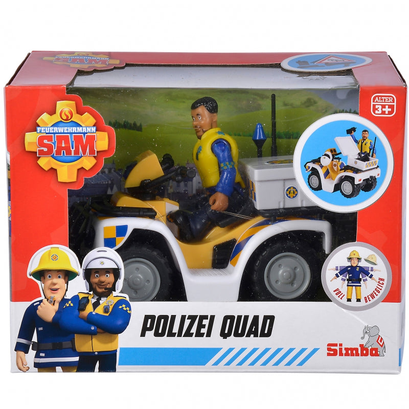 Simba Pompier Sam Police Quad avec figurine Malcolm
