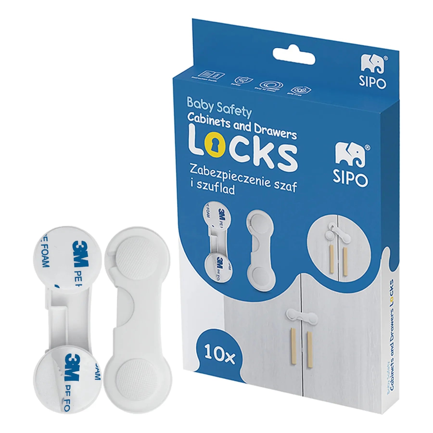 SIPO Child Safety Cabinet Locks – 10 Pack