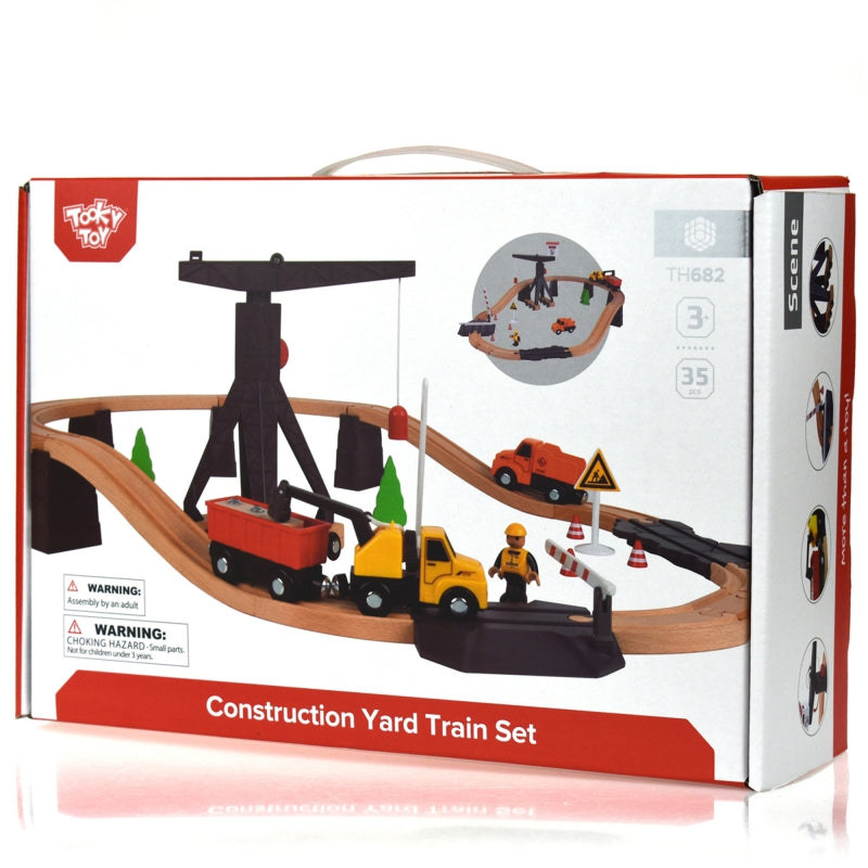 Tooky Toy Wooden Construction Train Set - 35 pcs