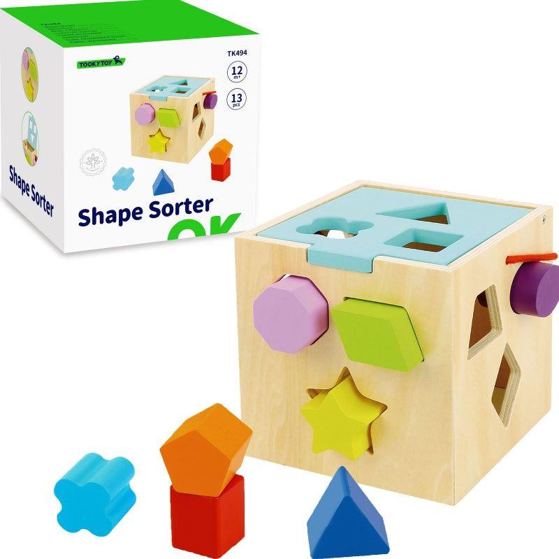 Tooky Toy Wooden Shape Sorter 13 pcs 12m+