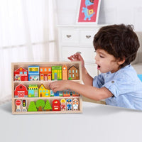 Tooky Toy Wooden City Building and Figure Set