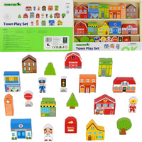 Tooky Toy Wooden City Building and Figure Set