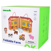 Tooky Toy Wooden Portable Barn with Farm Animals
