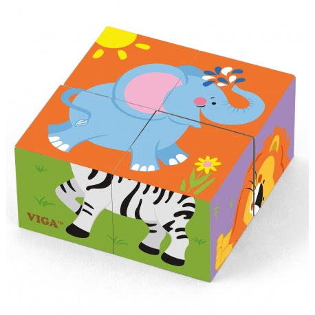 Viga Wooden Cube Puzzle 4 pcs - Choose Design