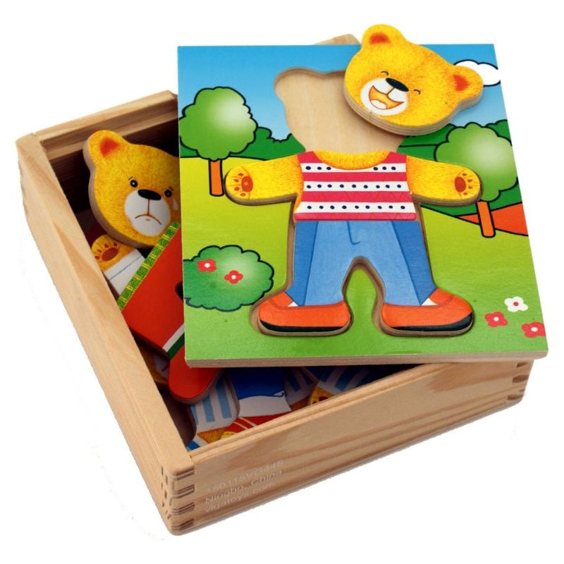 Viga Wooden Teddy Bear Boy Dress Up Puzzle