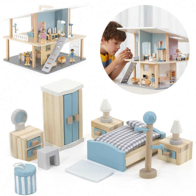 Viga Wooden Doll House Furniture - Bedroom
