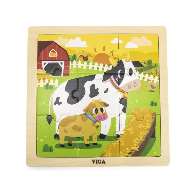 Viga Wooden Puzzle 9 pcs 18m+ - Cows