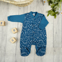Babylove Premature Baby Sleeping Suit  | Blue Dinosaurs