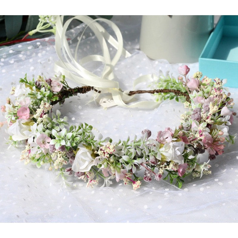 Flower Crown - White & Pink Small Flowers