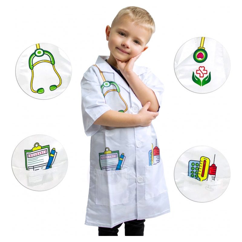 Woopie Doctor's Apron Costume Kids Dress Up - 120 cm