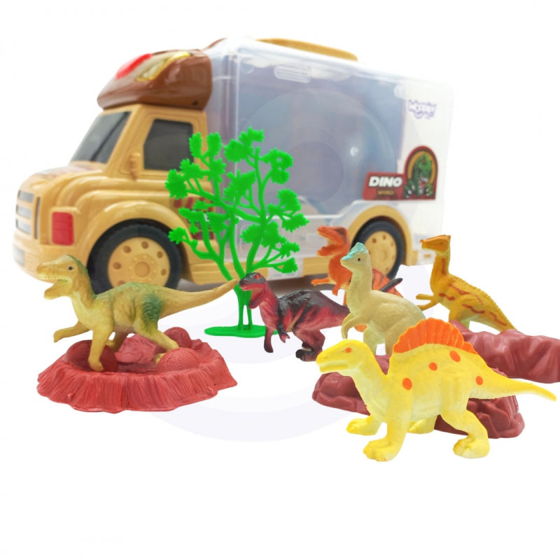 WOOPIE Coffret Voiture 2-en-1 Valise + Figurines Dinosaures 6 pcs.