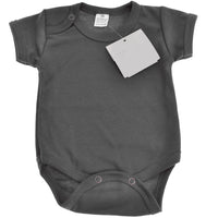 Dark Slate Gray Baby Short Sleeve Bodysuit | Graphite