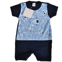 Dark Gray Baby Short Sleeve Romper Suit  | Navy Blue Bears