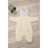 Gray Baby Cotton Quilted Jumpsuit With Ears | Ecru