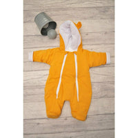 Dark Gray Baby Cotton Quilted Jumpsuit With Ears | Yellow