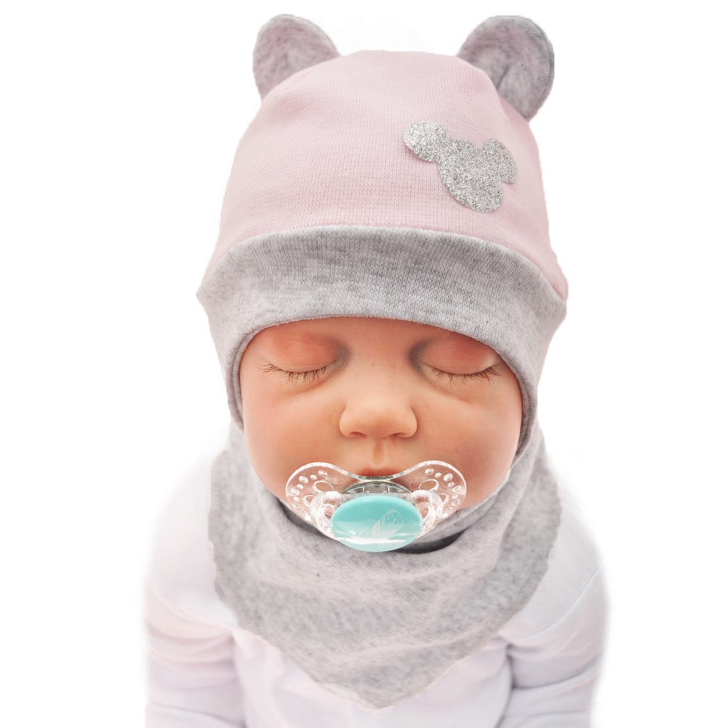 Light Gray Girl'S Mouse hat And Scarf Set - 2 Pcs