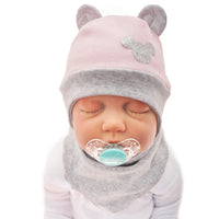 Light Gray Girl'S Mouse hat And Scarf Set - 2 Pcs