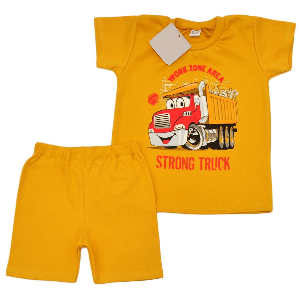 Goldenrod Kids Short Sleeve Pyjamas | Yellow Trucks