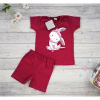 Gray Kids Short Sleeve Pyjamas | Red Bunny