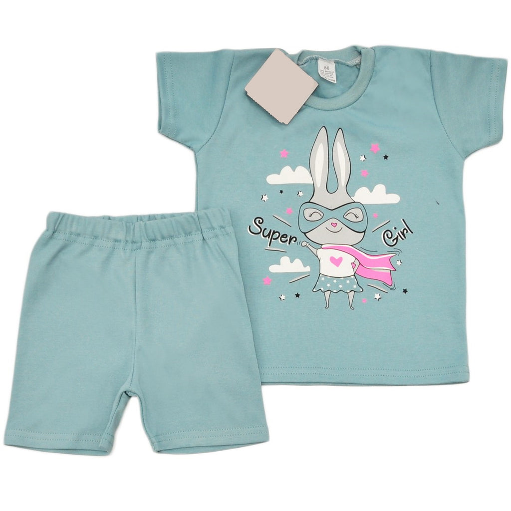 Dark Gray Kids Short Sleeve Pyjamas | Mint Bunny