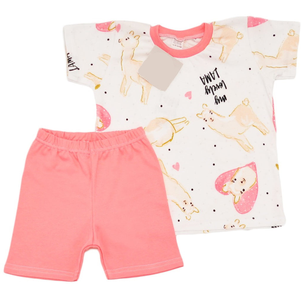 Pink Kids Short Sleeve Pyjamas | Pink Lamas