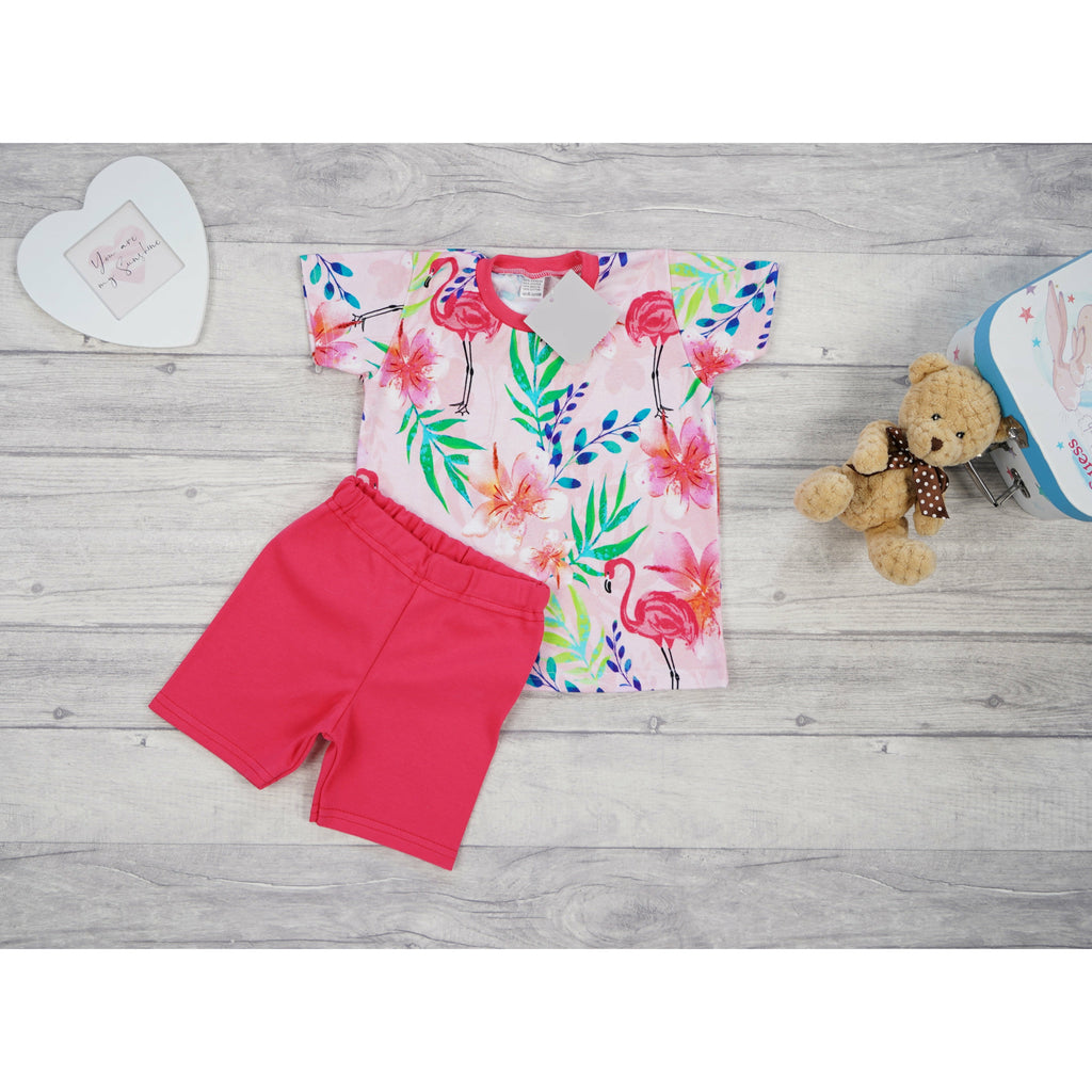 Gray Kids Short Sleeve Pyjamas | Raspberry Flower