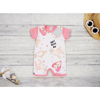 Light Gray Baby Short Sleeve Romper Suit  | Pink Lamas