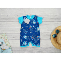 Light Gray Baby Short Sleeve Romper Suit  | Blue Dreamcatcher
