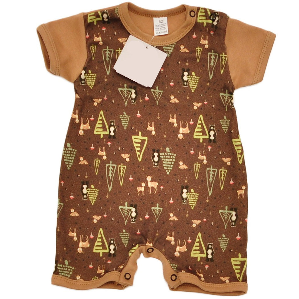 Sienna Baby Short Sleeve Romper Suit  | Brown Forest