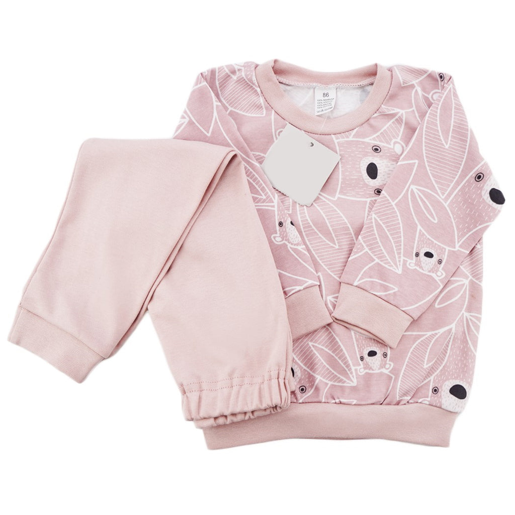 Light Gray Kids Pyjamas | Pink Bears