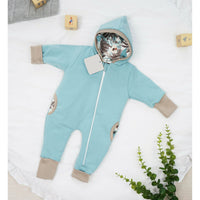 Light Gray Baby Cotton Jumpsuit | Mint Koala