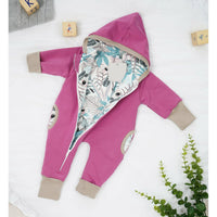 Light Gray Baby Cotton Jumpsuit | Pink Koala