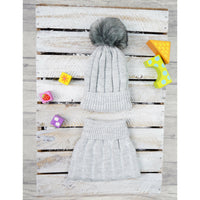 Light Gray Baby Gray Melange hat With Neck Warmer Scarf