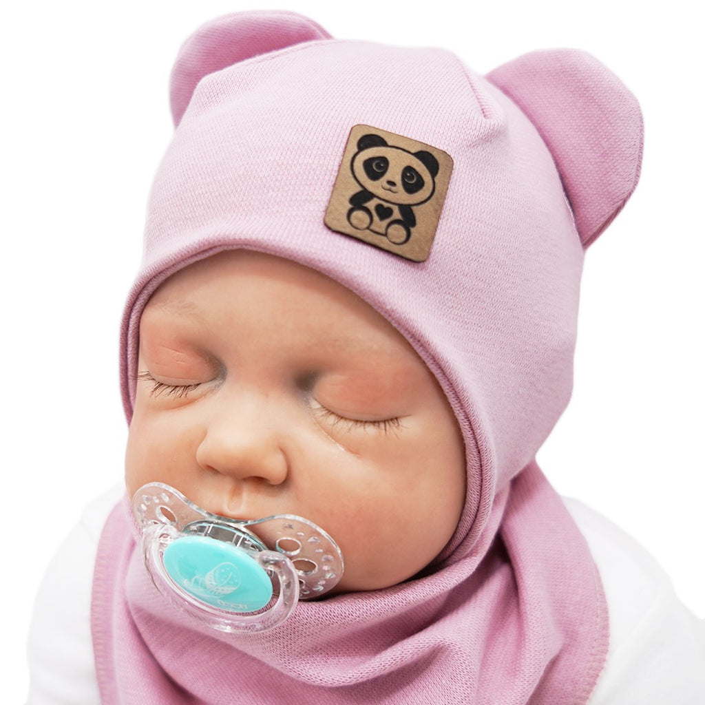 Thistle Baby Hat With Bear Ears With Scarf | Pink