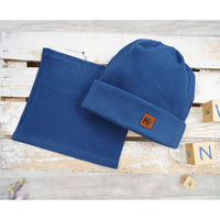 Light Gray Kids Beanie Hat And Scarf | Royal Blue