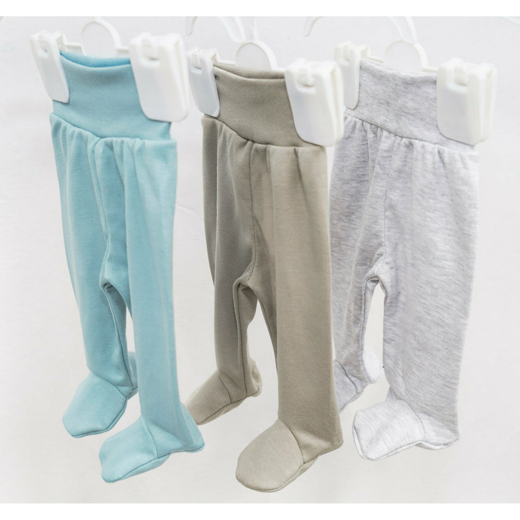 Light Gray Baby Cotton Trousers 3 Pcs | Neutral Set