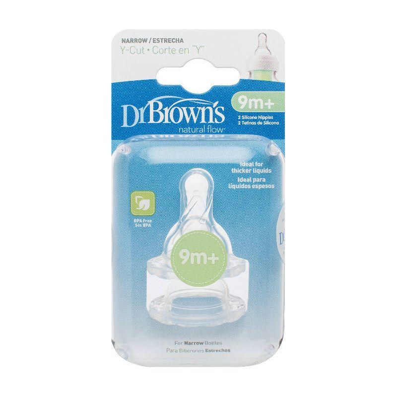 Cadet Blue Dr Brown's Narrow Neck Y-Cut Natural Flow Teats 9M+, 2 Pack