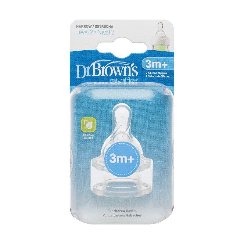 Cadet Blue Dr. Brown's Narrow Neck Level 2 Natural Flow Teats 3M+, 2 Pack