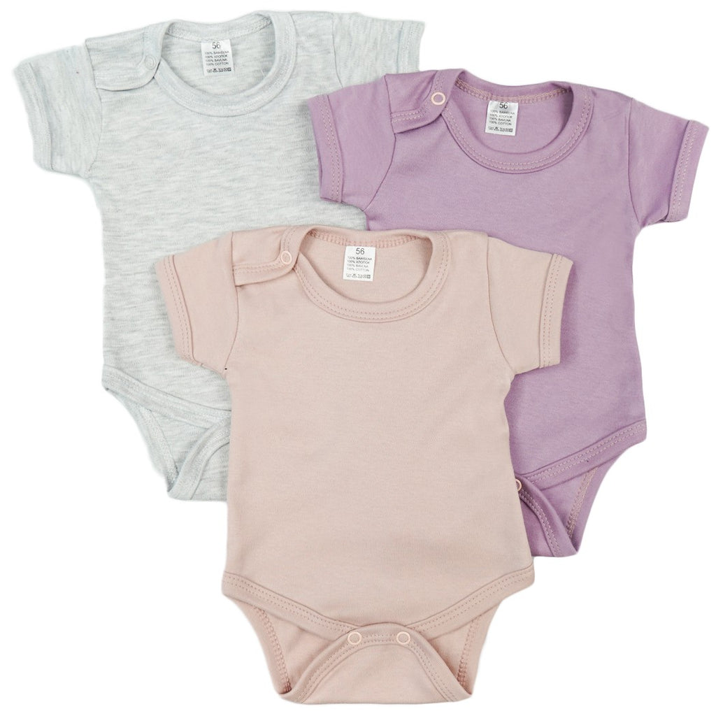 Babylove Baby Short Sleeve Bodysuit With Side Snap 3 pcs | Girl Set